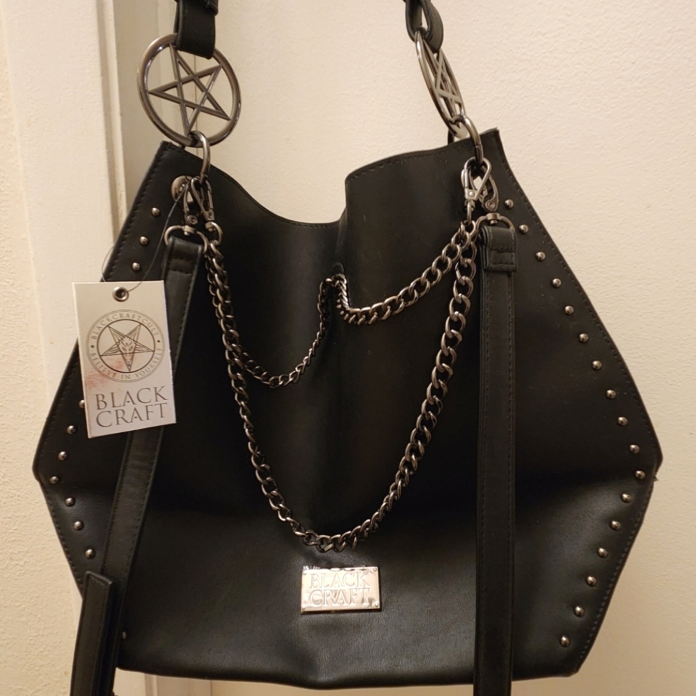 Blackcraft cult pentagram vegan leather hobo bag